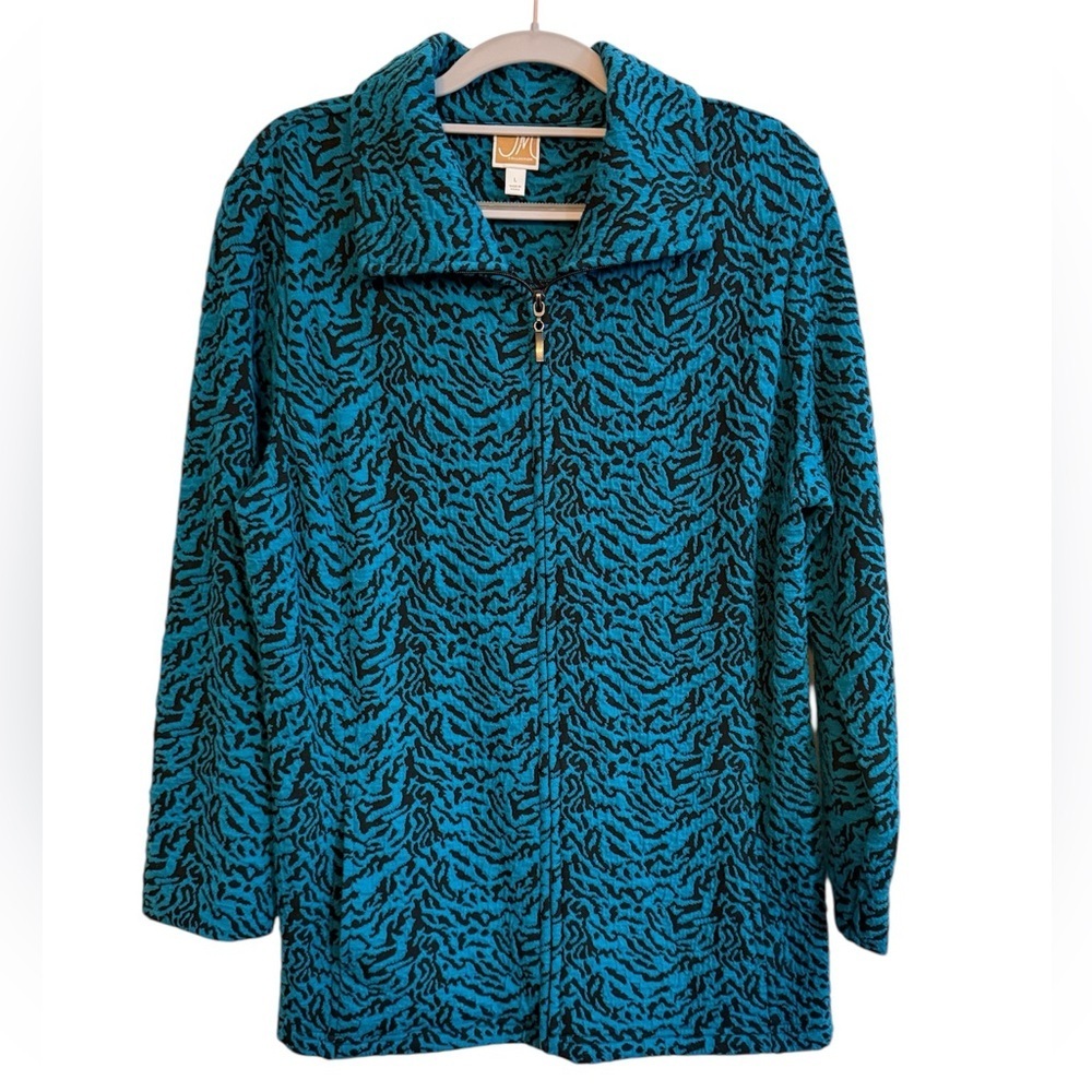 JM Collection Teal and Black Teddy Jacket